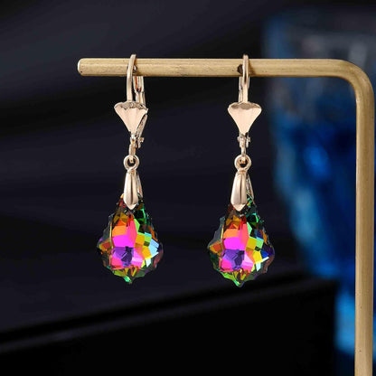 Aretes de cristal austriaco barroco con cierre de palanca para muje...
