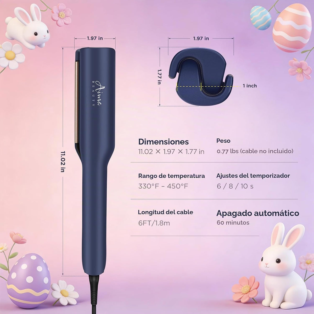 Aima Beauty Onda profunda de 1 pulgada rizador de pelo rizador ondu...