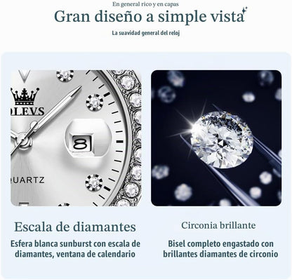 OLEVS Reloj Mujer Reloj Analógico Luminoso Vestido de Acero Inoxida...