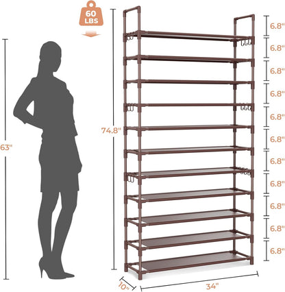 LANTEFUL Estante Alto de 11 Niveles para Zapatos Sostiene 55 Pares...