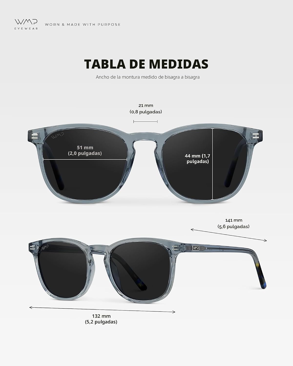 WMP Eyewear - Gafas de sol polarizadas modernas y redondas para hom...
