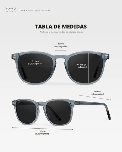 WMP Eyewear - Gafas de sol polarizadas modernas y redondas para hom...