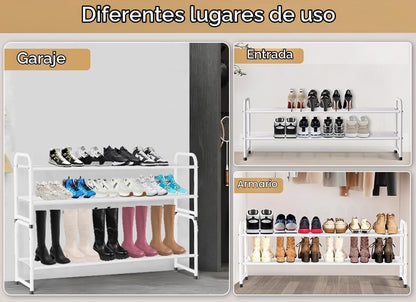 KEETDY Zapatero largo de 2 niveles para armario, organizador de zap...