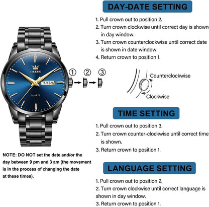 OLEVS Relojes para hombre Relojes de cronógrafo de fácil lectura lu...