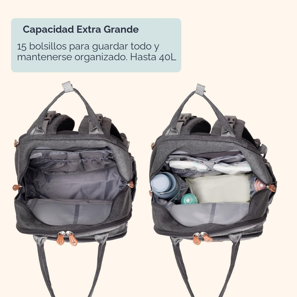 BabbleRoo Mochila para pañales extragrande, bolsa de bebé expandibl...