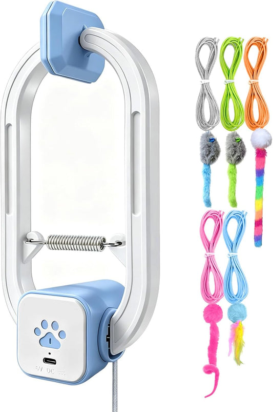 HAPPYCODE Juguete interactivo para gatos, pájaro aleteo y pluma gir...
