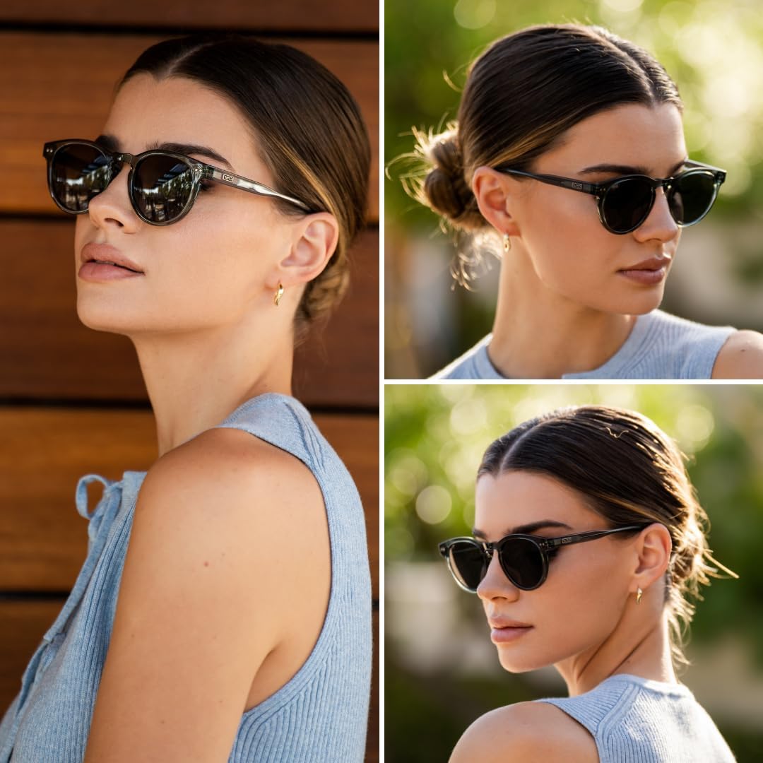 WearMe Pro Gafas de sol polarizadas redondas para mujer, protección...