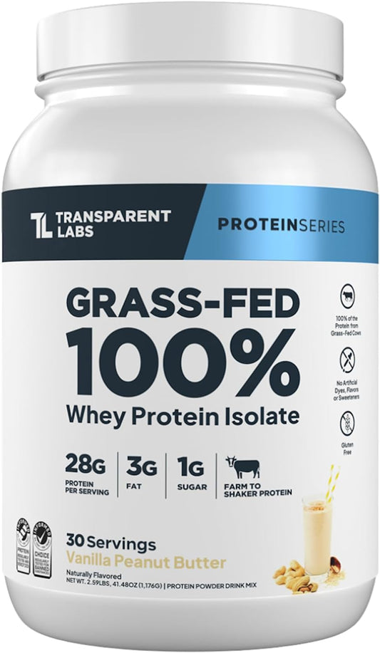Transparent Labs Proteína de suero aislada alimentada con pasto - P...