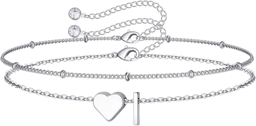 M MOOHAM Pulseras de oro con inicial de corazón para mujer, pulsera...