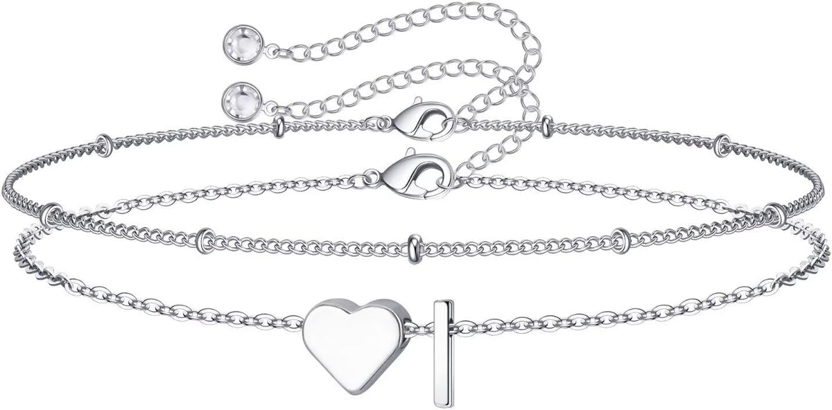 M MOOHAM Pulseras de oro con inicial de corazón para mujer, pulsera...