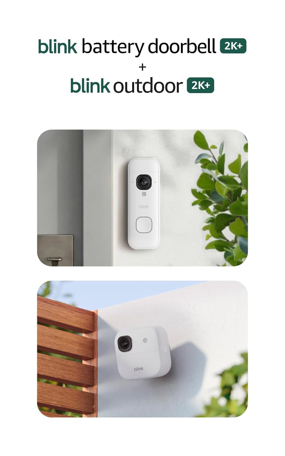 Timbre con cámara 2K+ Blink (ambos último modelo) y Cámara para ext...