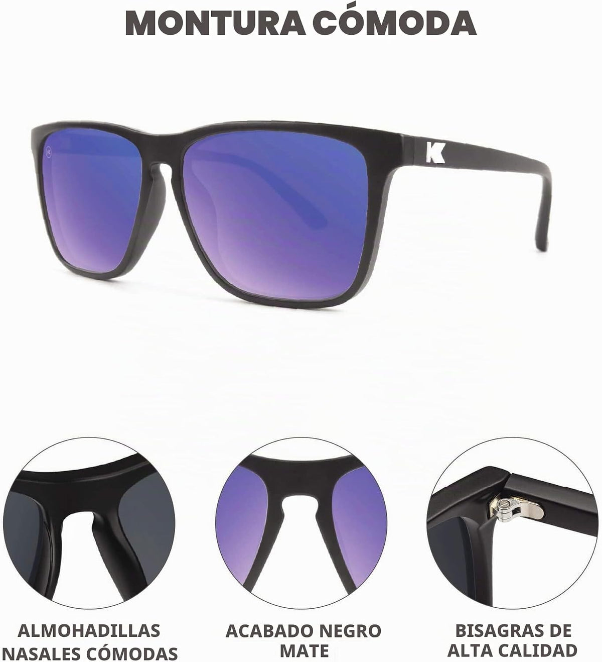 Knockaround Gafas de sol polarizadas cuadradas para hombres y mujer...