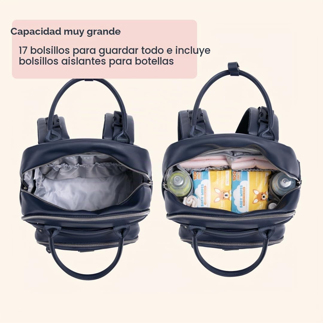 BabbleRoo - Mochila de cuero para pañales, mochila de viaje para be...