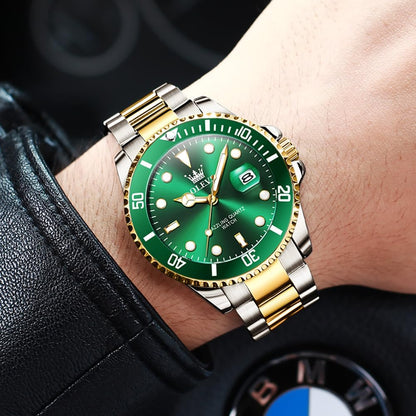 OLEVS Relojes de lujo para hombres grandes de acero inoxidable resi...