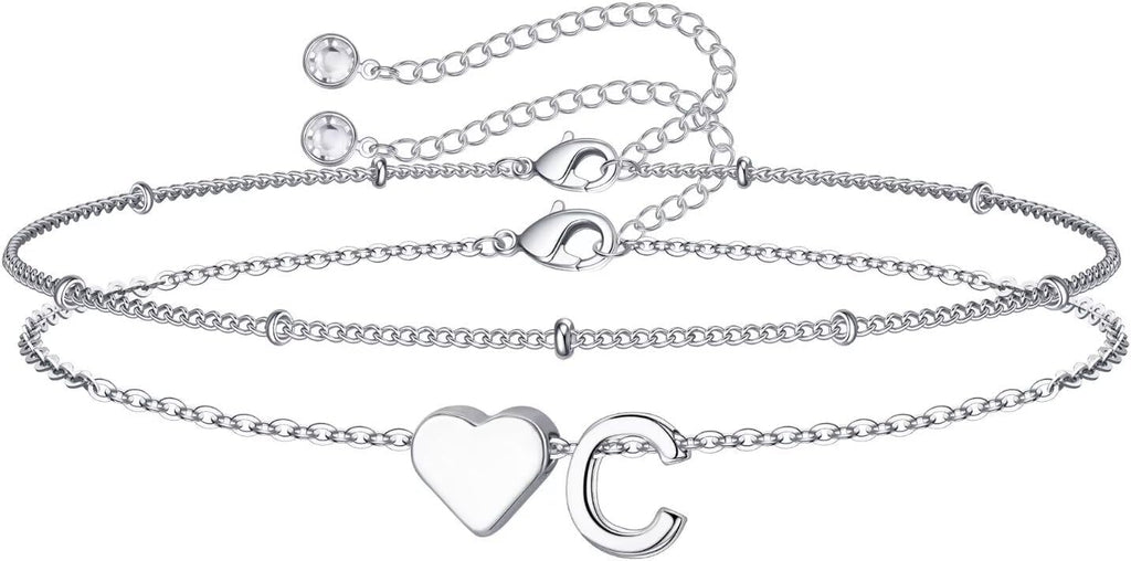 M MOOHAM Pulseras de oro con inicial de corazón para mujer, pulsera...