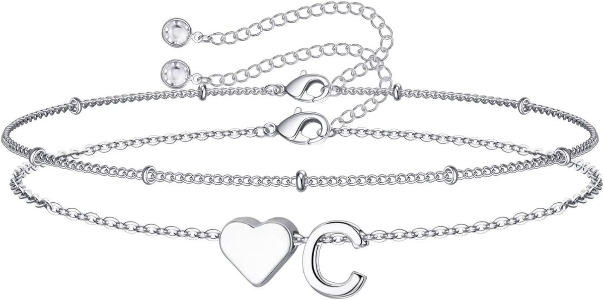 M MOOHAM Pulseras de oro con inicial de corazón para mujer, pulsera...