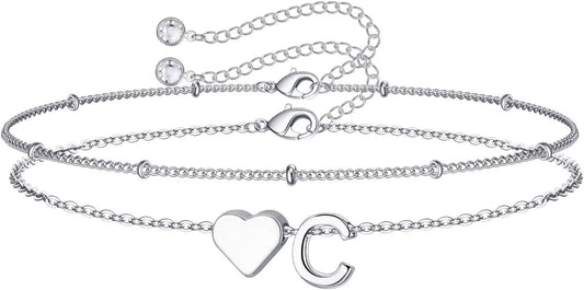 M MOOHAM Pulseras de oro con inicial de corazón para mujer, pulsera...