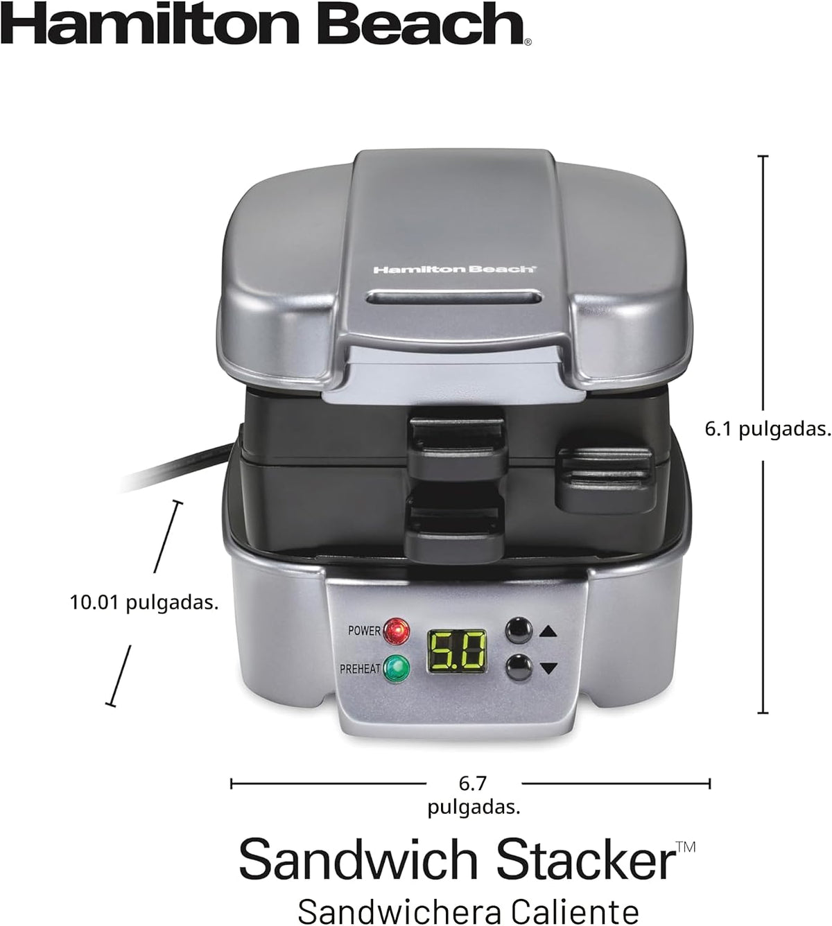 Hamilton Beach Apilador de sándwiches rápido y personalizable | 21...