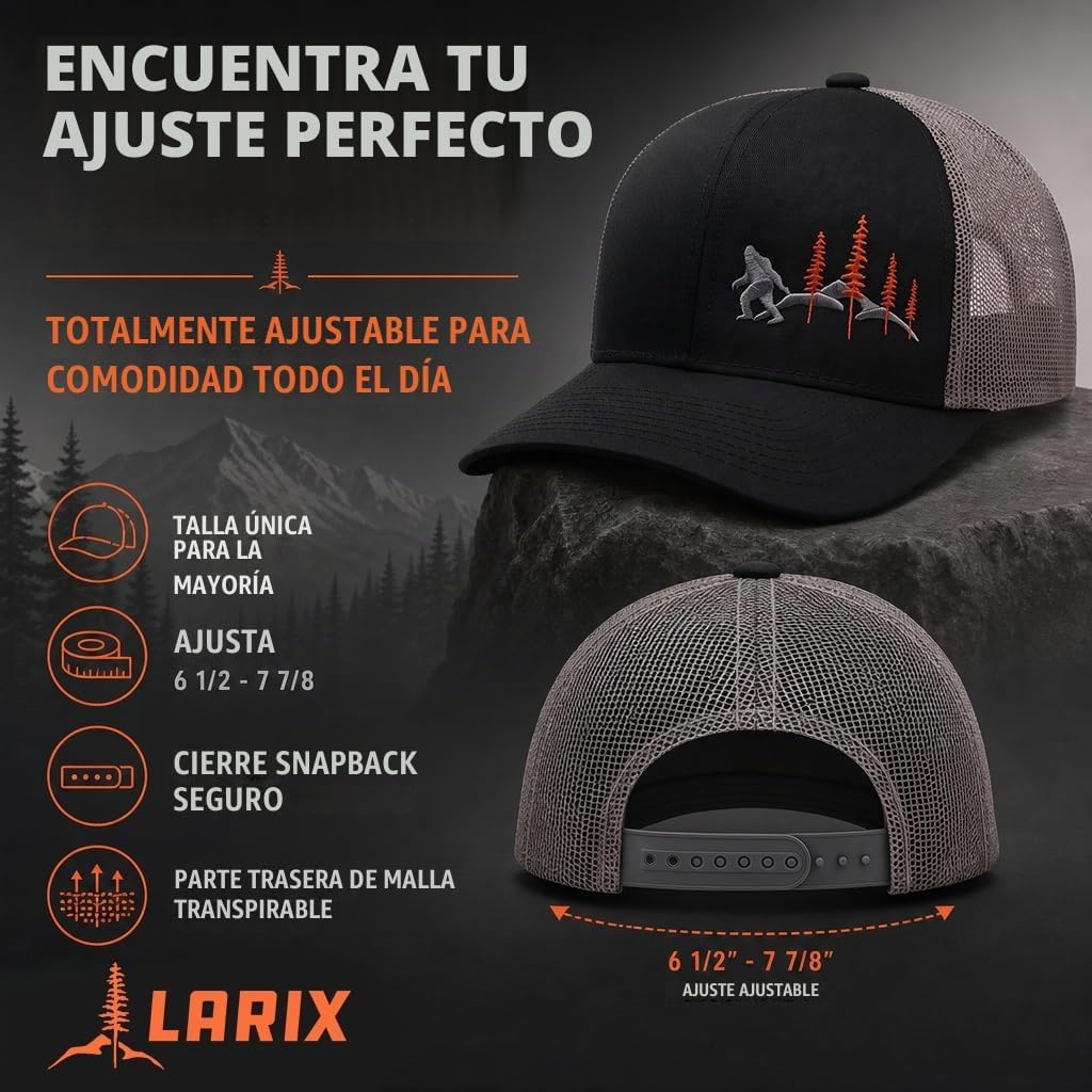 LARIX Trucker Hat Men - Gorra Snapback con parte trasera de malla t...