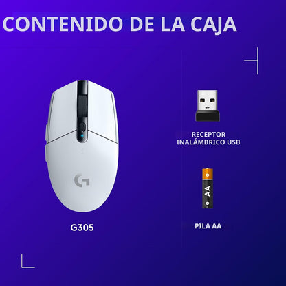 Logitech G Ratón inalámbrico para juegos 305 Lightspeed - Blanco |...