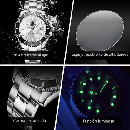 OLEVS Relojes de lujo para hombres grandes de acero inoxidable resi...