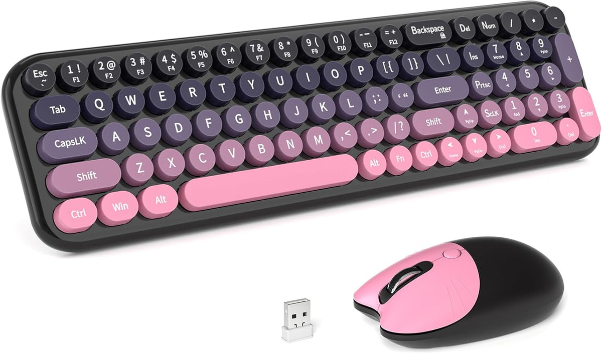 MOFII Combo de teclado y mouse inalámbricos, máquina de escribir co...