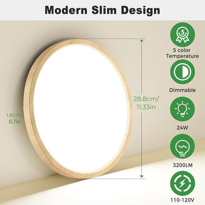 zemty Paquete de 12 luces LED de techo de madera sintética de 12 pu...