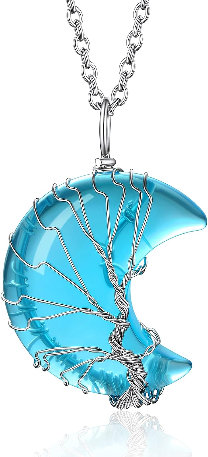 Bestyle Collar de cristal curativo envuelto en árbol de la vida, co...