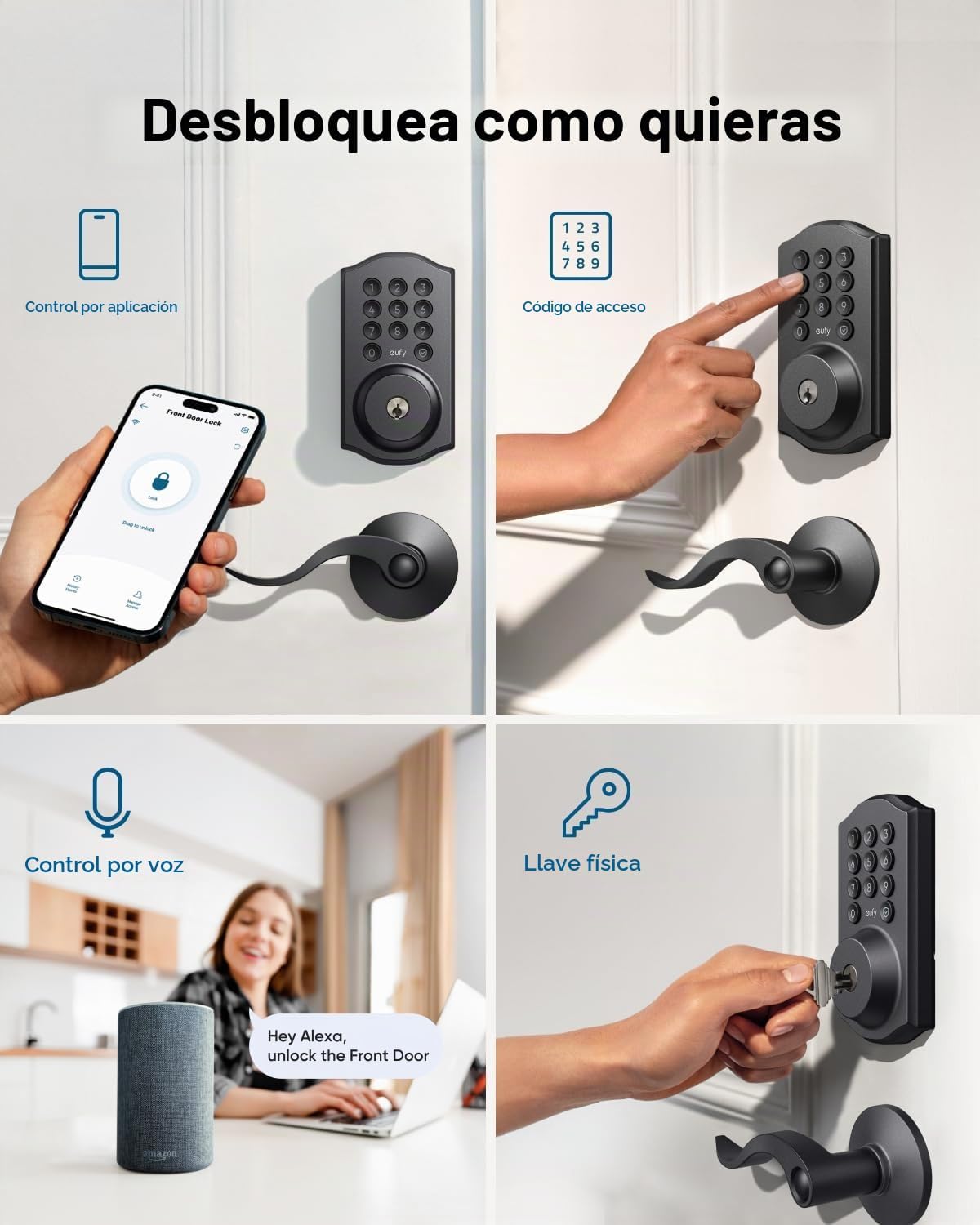 eufy Security Smart Lock C30, cerradura de puerta de entrada sin ll...