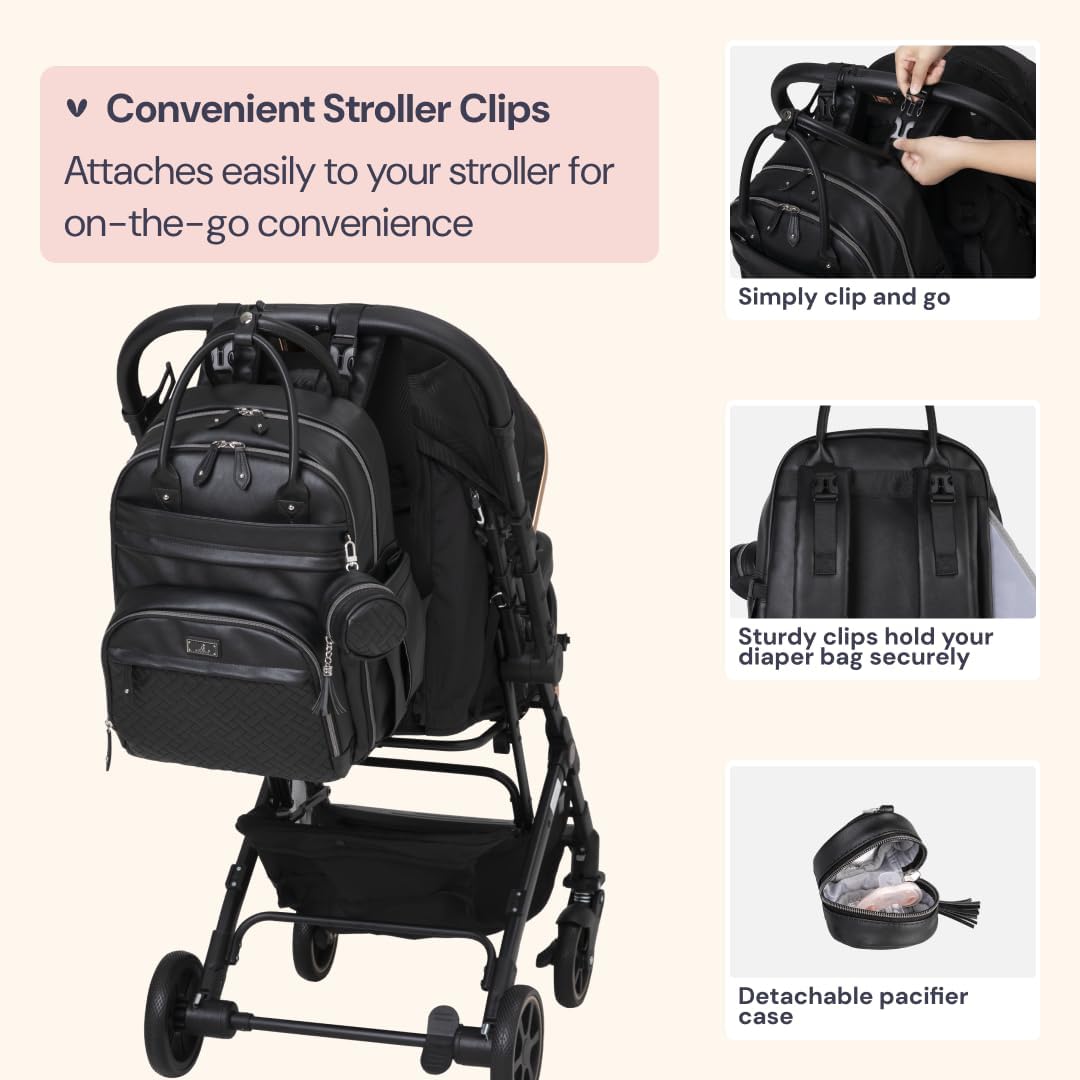 BabbleRoo Mochila de Cuero para Pañales - Bolso de Viaje para Bebé...