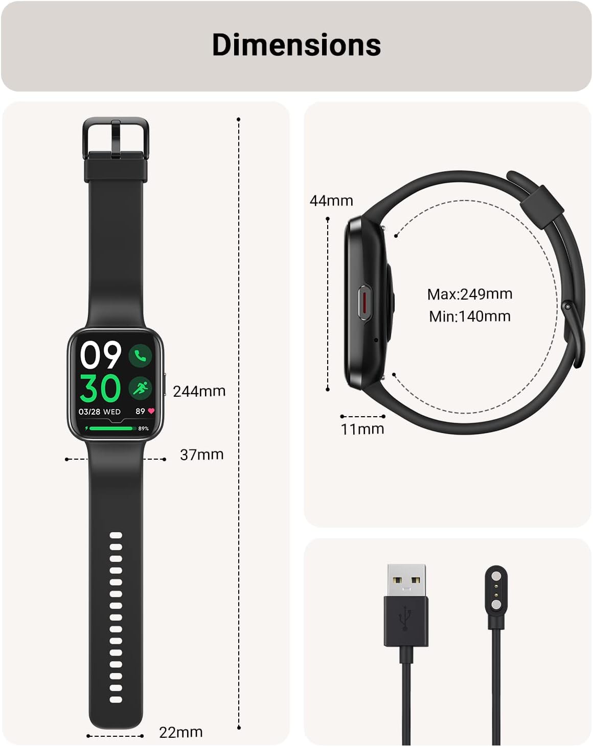 Tensky Reloj inteligente para hombres\/mujeres, Android, iPhone\/Sa...