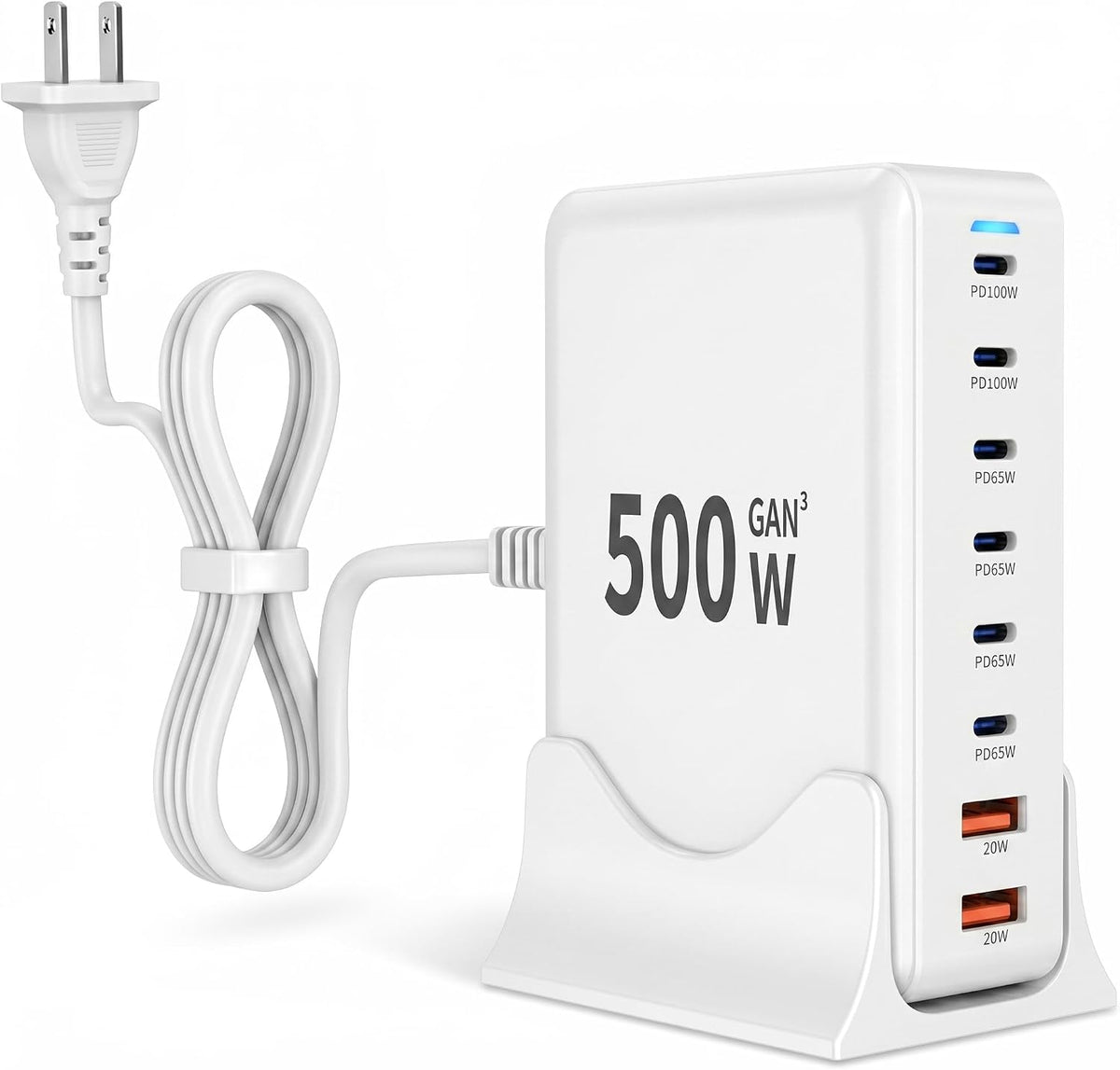GaN3 - Bloque de carga USB C de 500 W, bloque de carga rápida de 8...