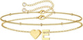 M MOOHAM Pulseras de oro con inicial de corazón para mujer, pulsera...