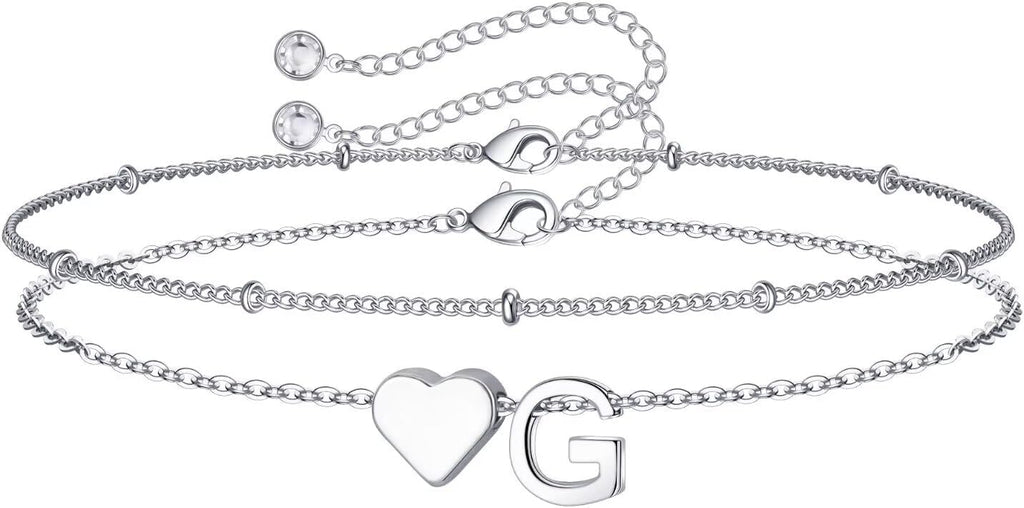 M MOOHAM Pulseras de oro con inicial de corazón para mujer, pulsera...