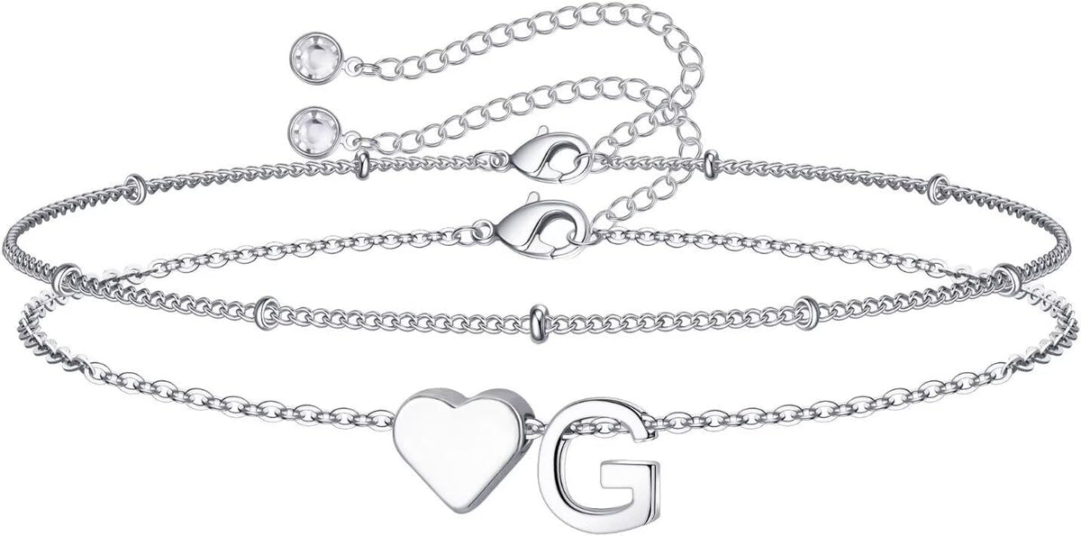 M MOOHAM Pulseras de oro con inicial de corazón para mujer, pulsera...