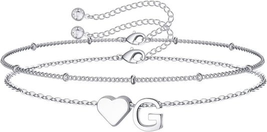 M MOOHAM Pulseras de oro con inicial de corazón para mujer, pulsera...