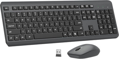 Combo de teclado y mouse inalámbricos, teclado ergonómico silencios...