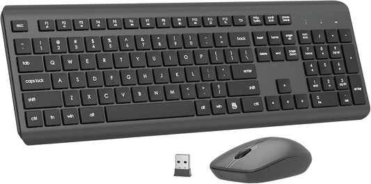 Combo de teclado y mouse inalámbricos, teclado ergonómico silencios...