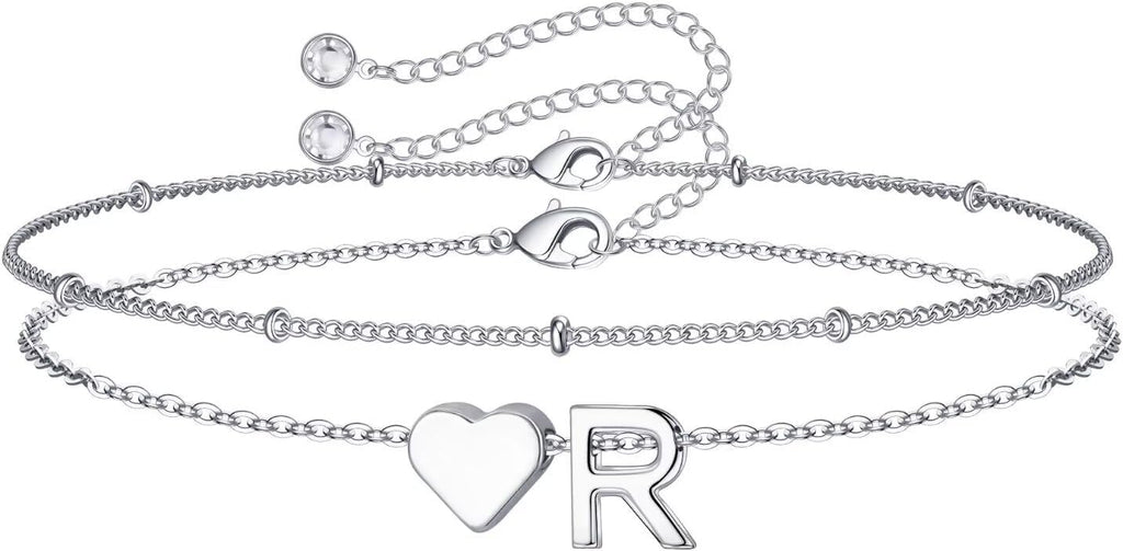 M MOOHAM Pulseras de oro con inicial de corazón para mujer, pulsera...