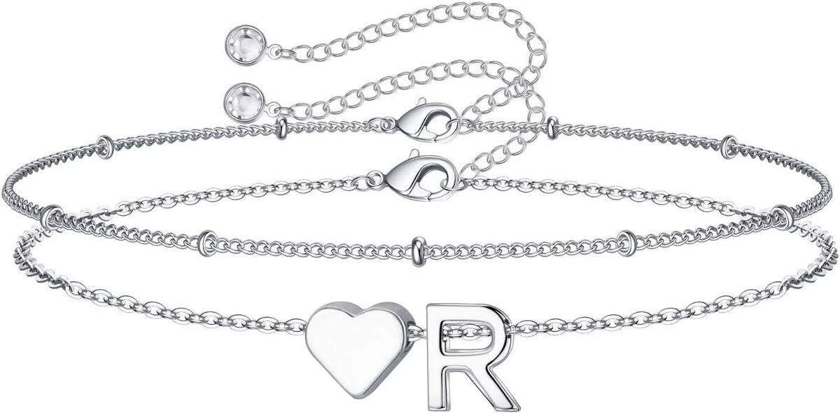 M MOOHAM Pulseras de oro con inicial de corazón para mujer, pulsera...