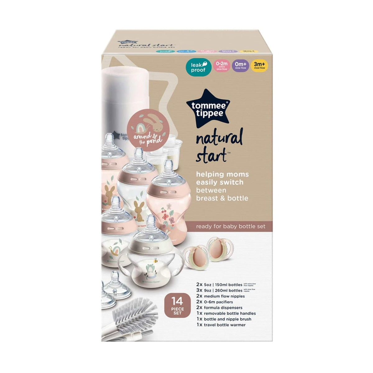 Tommee Tippee Natural Start Set de biberón, calentador y chupete, 0...
