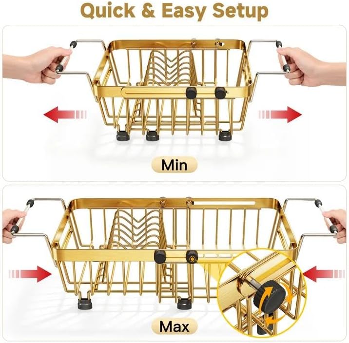 JASIWAY Mini escurridor dorado para colocar sobre el fregadero para...