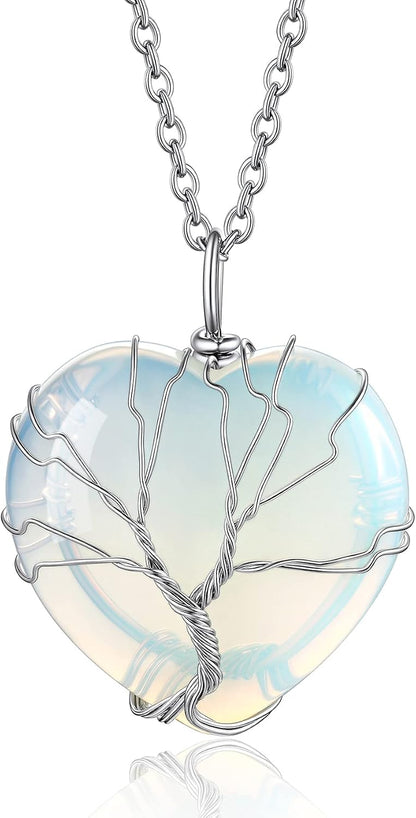 Bestyle Collar de cristal curativo envuelto en árbol de la vida, co...