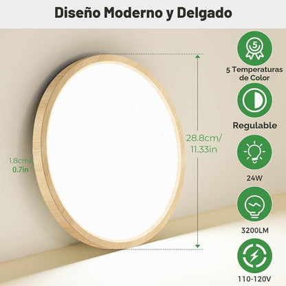 zemty Paquete de 2 luces LED de techo empotradas de madera sintétic...