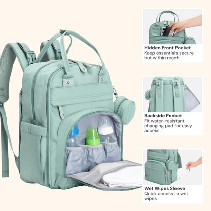 BabbleRoo Mochila para pañales - Bolsa de viaje esencial para bebés...