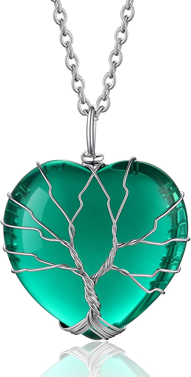 Bestyle Collar de cristal curativo envuelto en árbol de la vida, co...