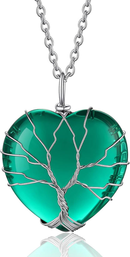 Bestyle Collar de cristal curativo envuelto en árbol de la vida, co...
