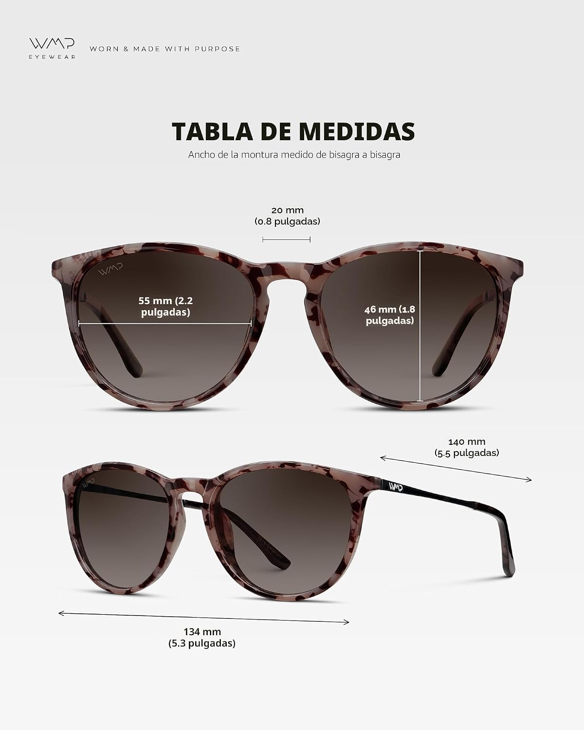 WearMe Pro Gafas de sol polarizadas redondas para mujer, protección...
