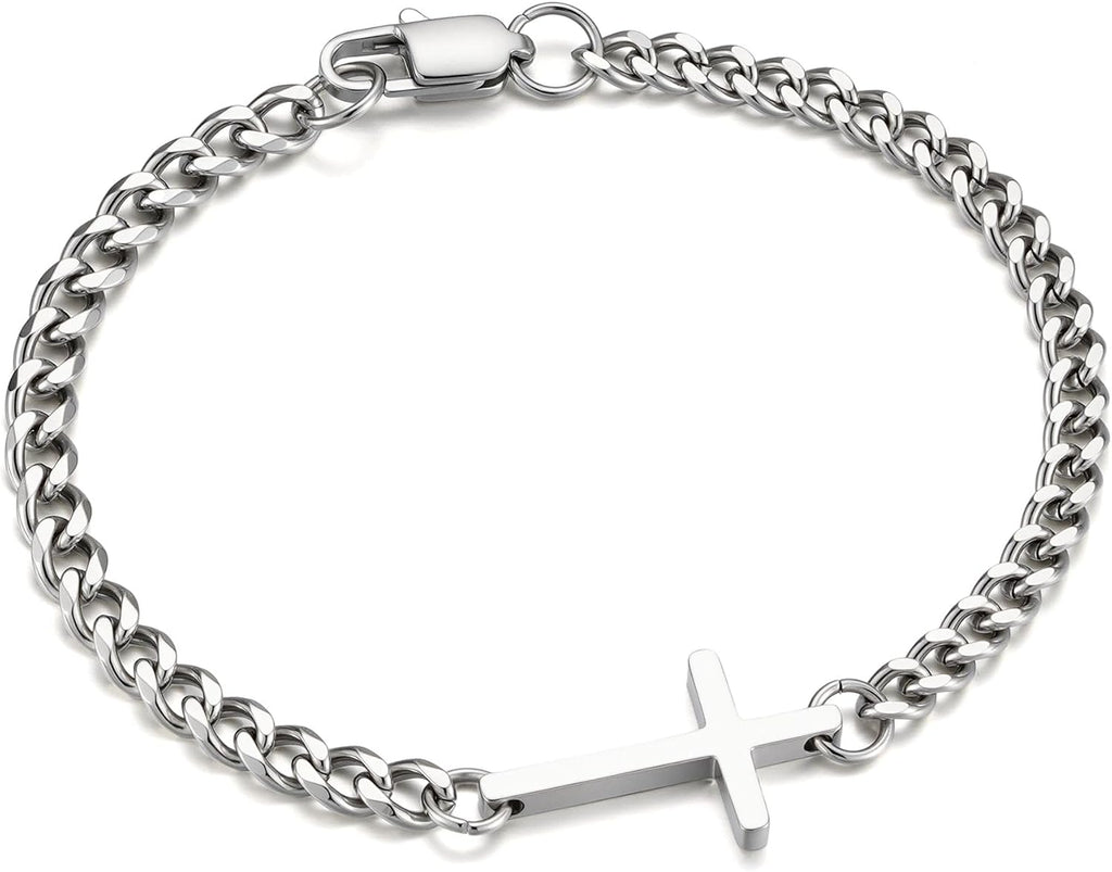 M MOOHAM Pulsera de cruz chapada en oro\/plata de 14 quilates para...