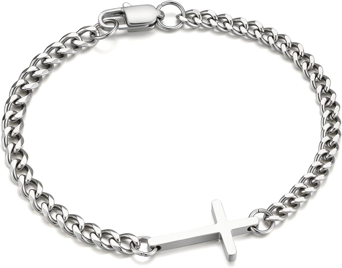 M MOOHAM Pulsera de cruz chapada en oro\/plata de 14 quilates para...